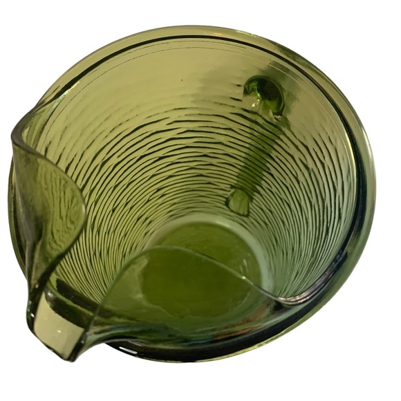 Anchor Hocking Soreno Crinkle Glass Juice Pitcher Avocado Green 1966-1970 - Picture 13 of 16